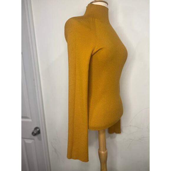 Banana Republic Women’s Flare Sleeve Sweater Mustard Viscose Rayon Small - Picture 5 of 11